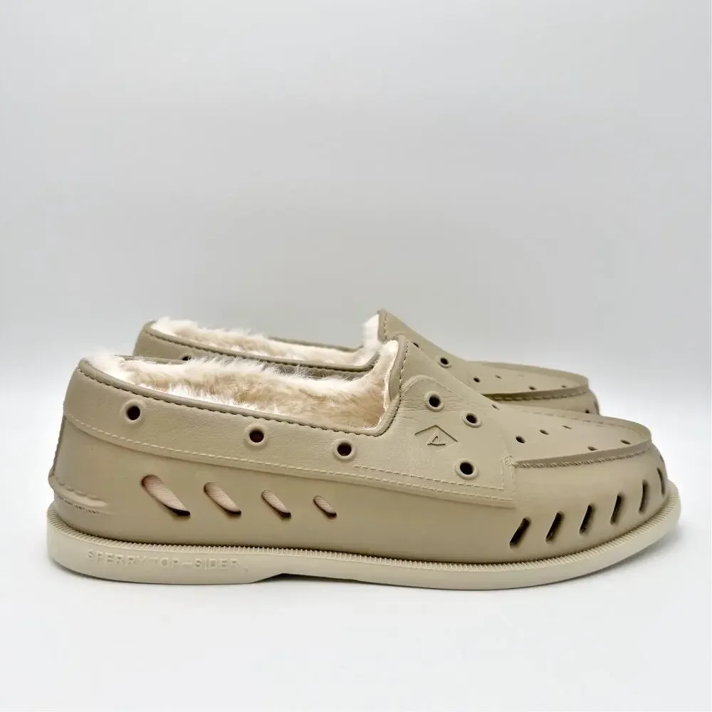 Sperry Mens Original Float Cozy Boat Shoes Size 10 EU 43 Beige Tan NWOB